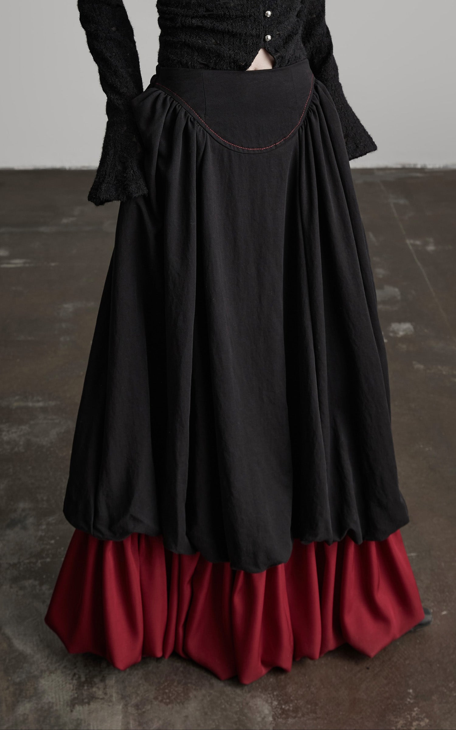 DOINDULGE Dual Layer Sculptural Bubble Hem Skirt