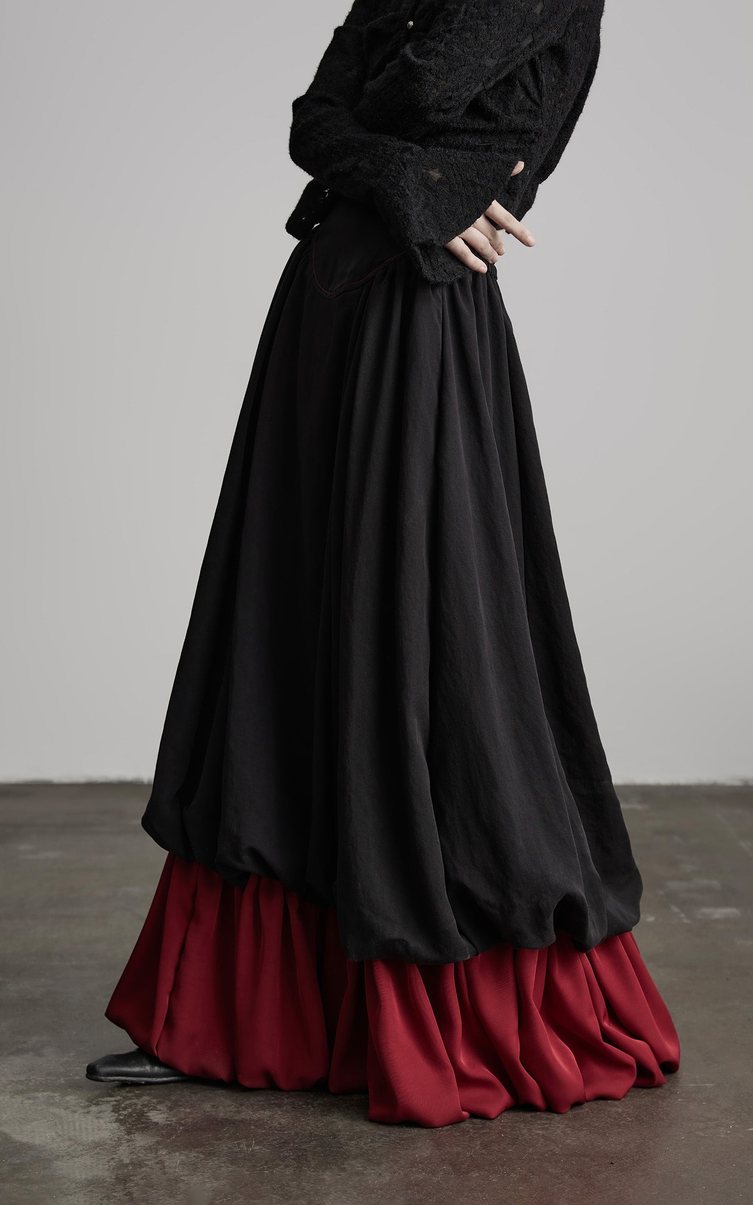 DOINDULGE Dual Layer Sculptural Bubble Hem Skirt