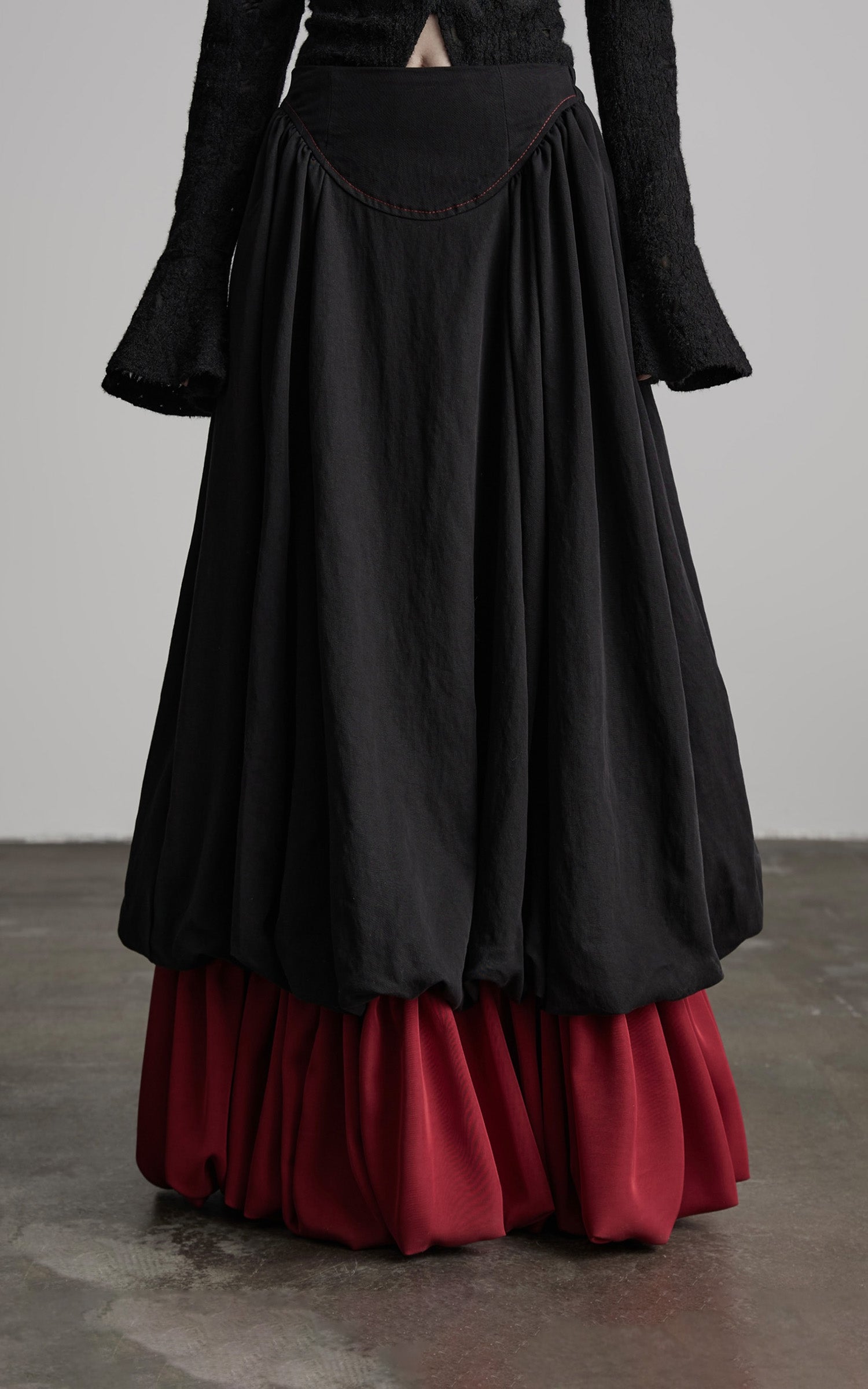 DOINDULGE Dual Layer Sculptural Bubble Hem Skirt