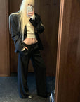 Rase le sol Suit Set Relaxed Straight Pants and Structured Blazer