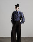 DOINDULGE Sheer Organza Butterfly Overlay Plaid Shirt