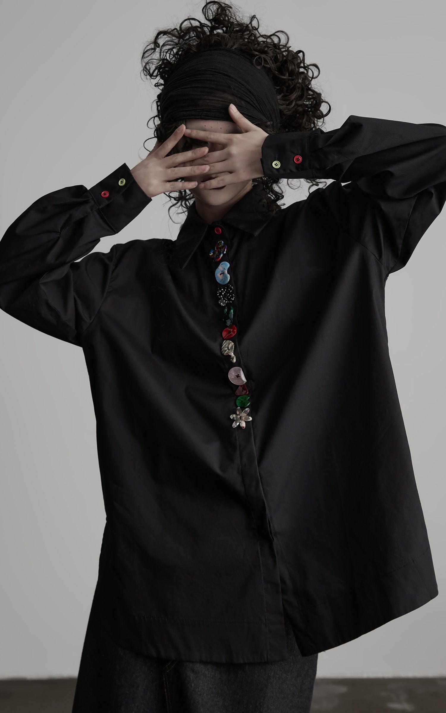 DOINDULGE Deformed Button Structured Shirt