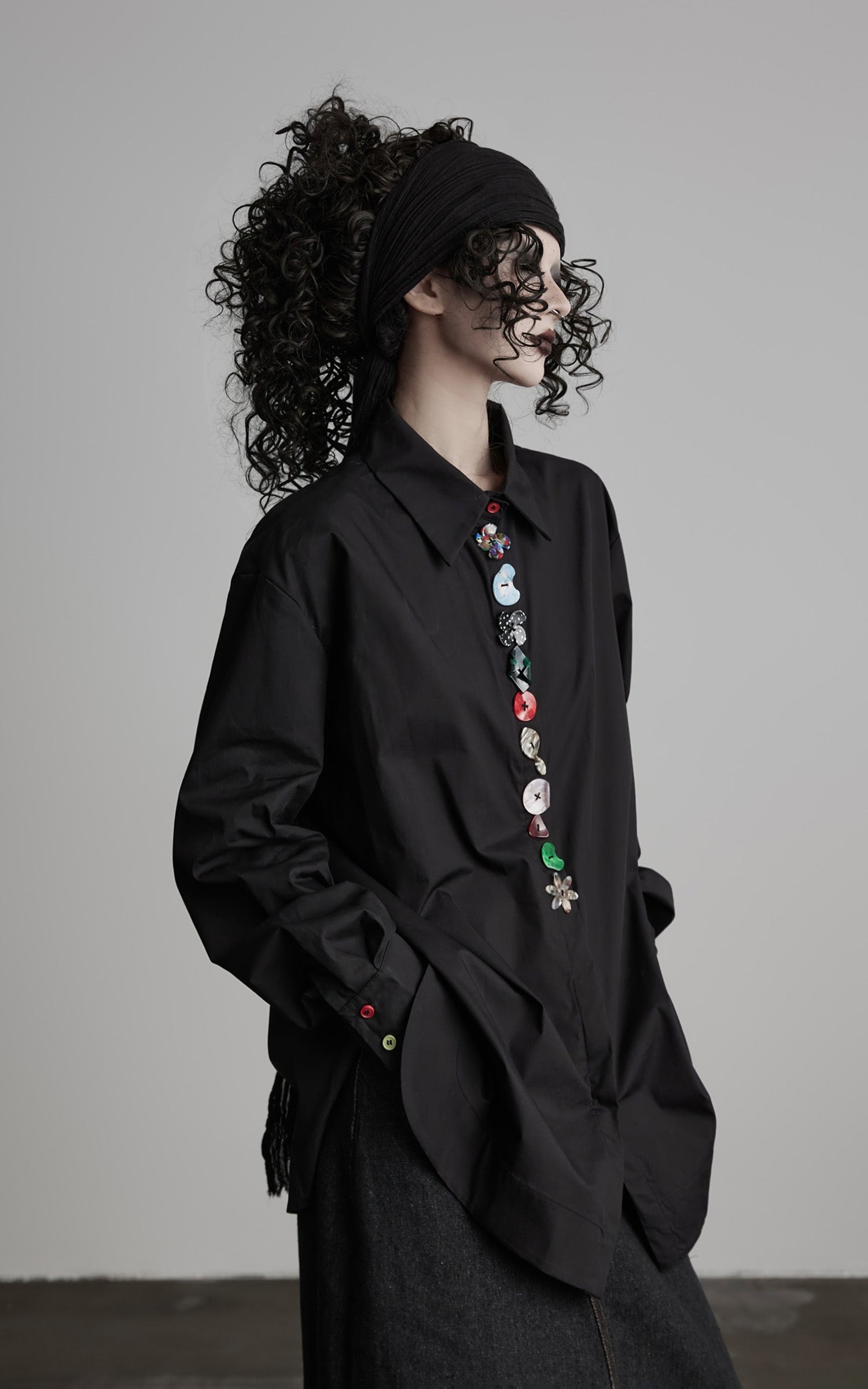 DOINDULGE Deformed Button Structured Shirt