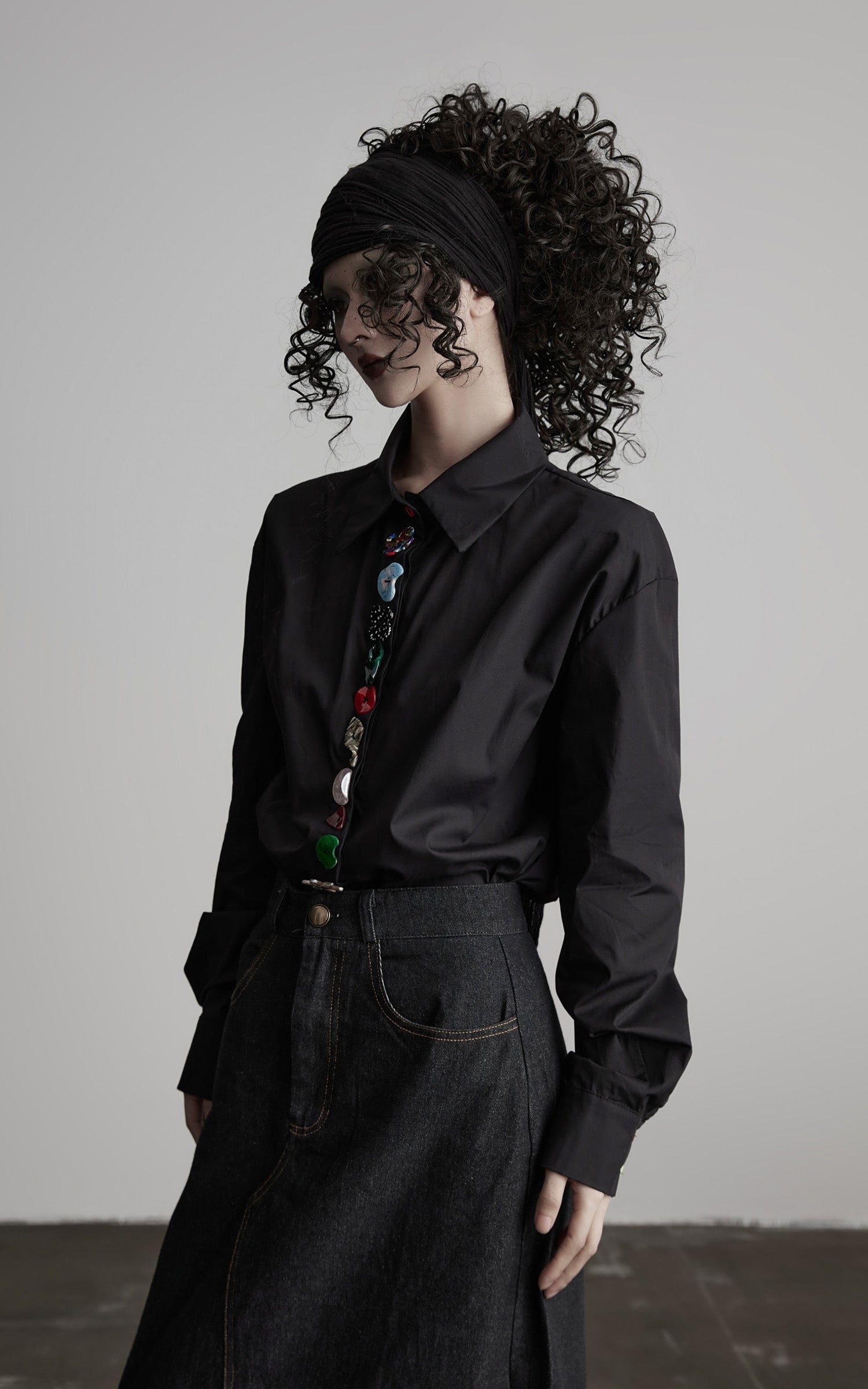 DOINDULGE Deformed Button Structured Shirt