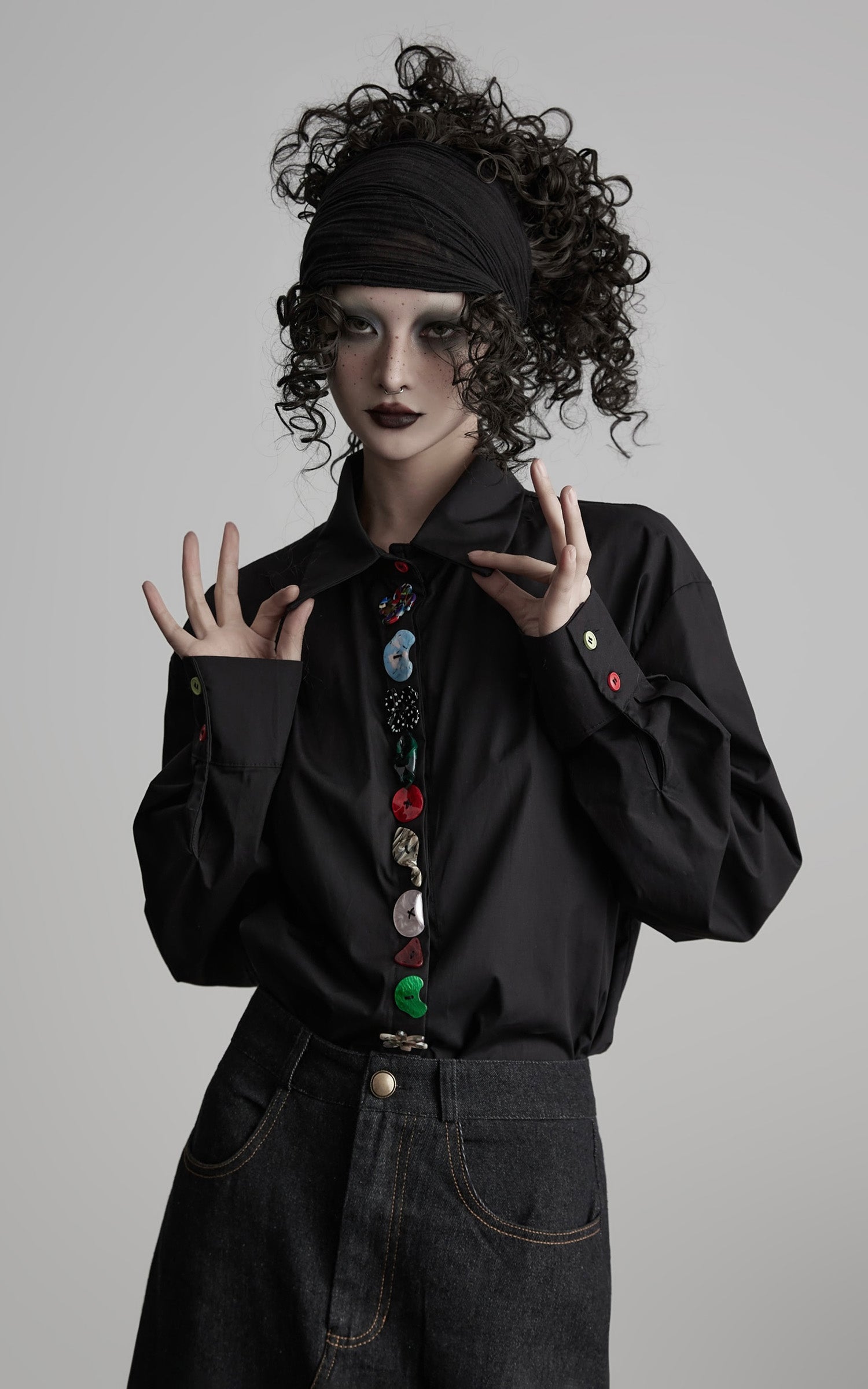 DOINDULGE Deformed Button Structured Shirt