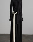 DOINDULGE Wide Leg Trousers with Draped Obi Belt