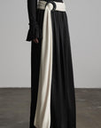DOINDULGE Wide Leg Trousers with Draped Obi Belt