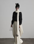 DOINDULGE Wide Leg Trousers with Draped Obi Belt
