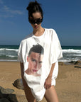 0122stepll T-shirt ample à imprimé portrait