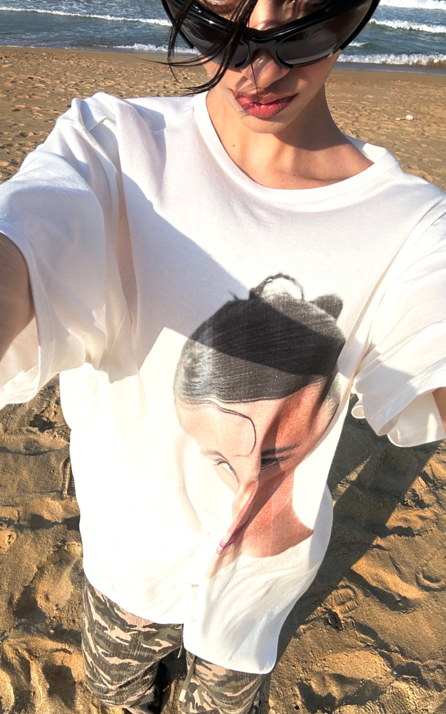 0122stepll T-shirt ample à imprimé portrait