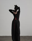 DOINDULGE Crinkled Wide Trousers with Red Thread