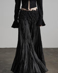 DOINDULGE Crushed Maxi Skirt with 3D Knotwork Waistband
