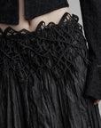 DOINDULGE Crushed Maxi Skirt with 3D Knotwork Waistband