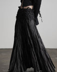 DOINDULGE Crushed Maxi Skirt with 3D Knotwork Waistband