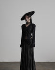 DOINDULGE Crushed Maxi Skirt with 3D Knotwork Waistband