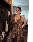 0122stepll Leopard Satin Lounge Pajama Set