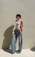 ROVENTE Low Rise Wide-Leg Distressed Jeans - PINKPARKS