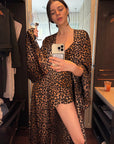 0122stepll Leopard Satin Lounge Pajama Set