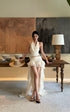 ROVENTE Layered Ruffle High-Low Skirt in Vanilla Cream - PINKPARKS