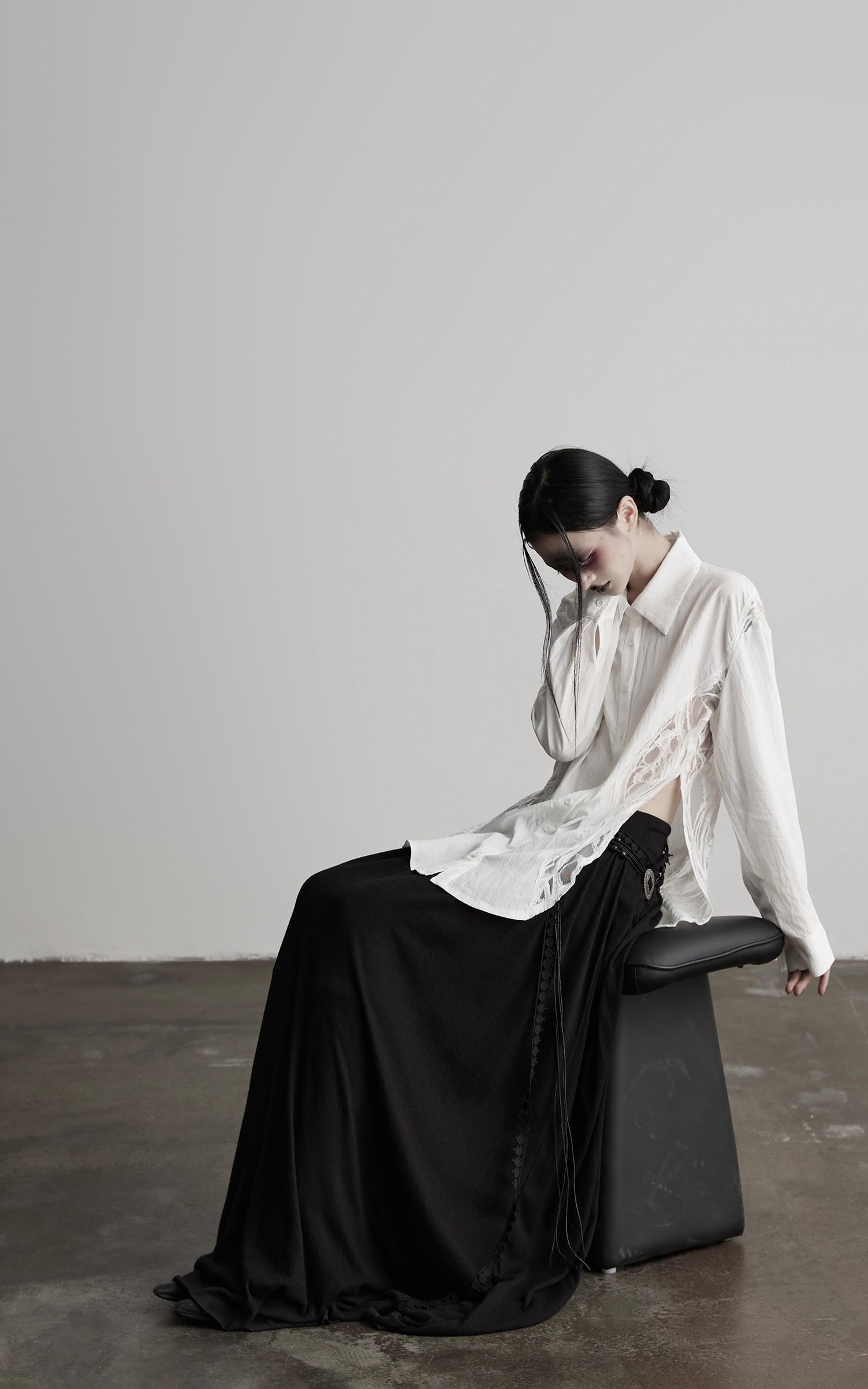 DOINDULGE Deconstructed Lace Paneled Shirt