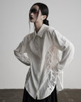 DOINDULGE Deconstructed Lace Paneled Shirt