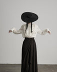 DOINDULGE Baroque Embroidered Blouse with Ruffled Lace Panels