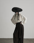 DOINDULGE Baroque Embroidered Blouse with Ruffled Lace Panels