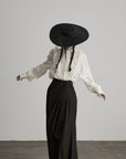 DOINDULGE Baroque Embroidered Blouse with Ruffled Lace Panels