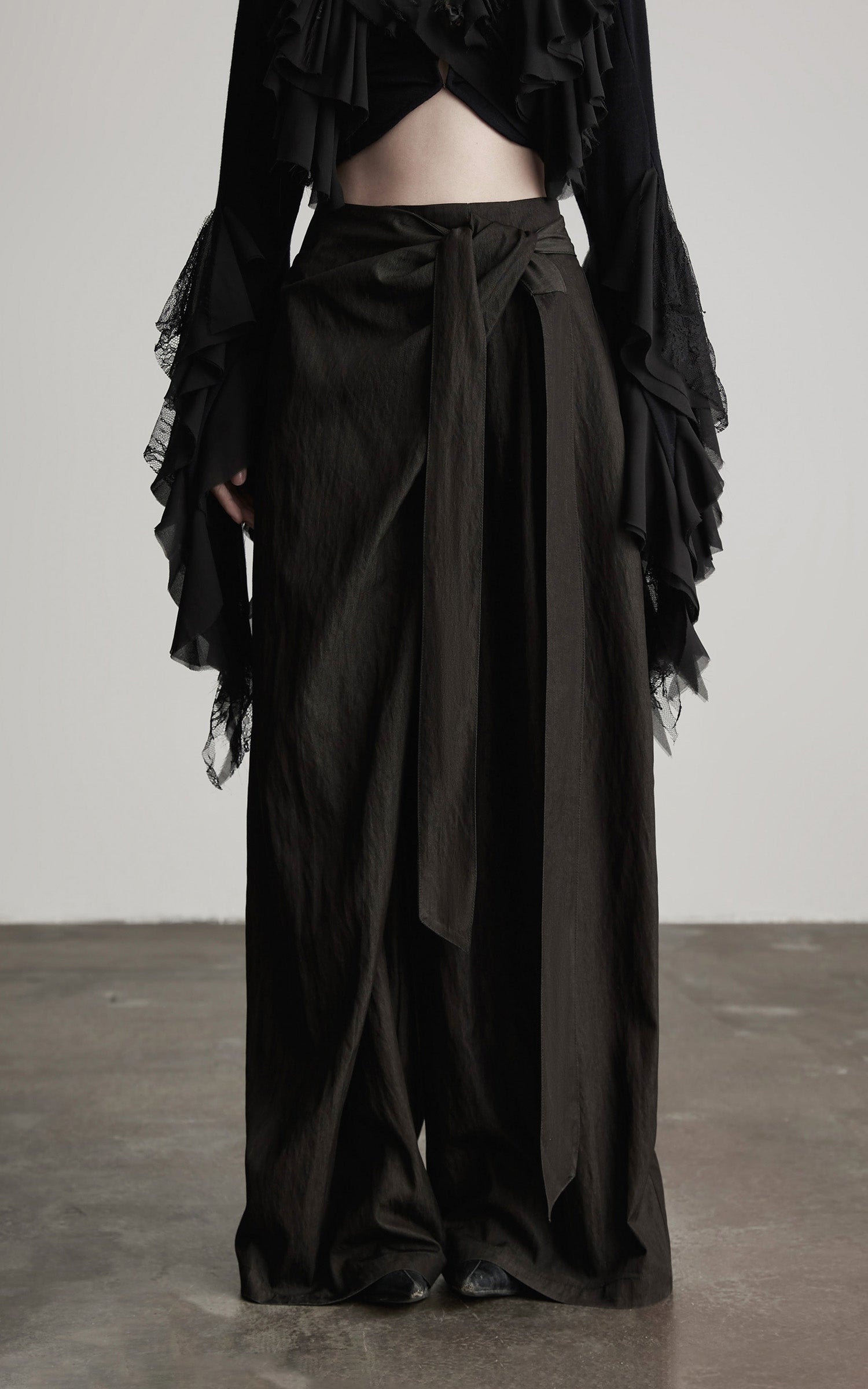 DOINDULGE DrapedWrap Wide-Leg Pants