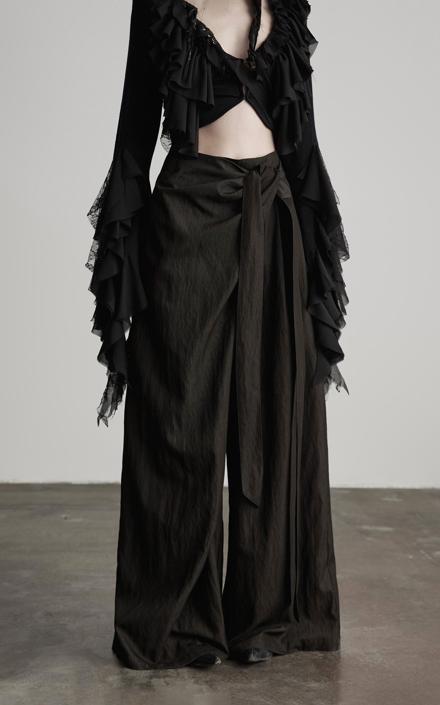 DOINDULGE DrapedWrap Wide-Leg Pants