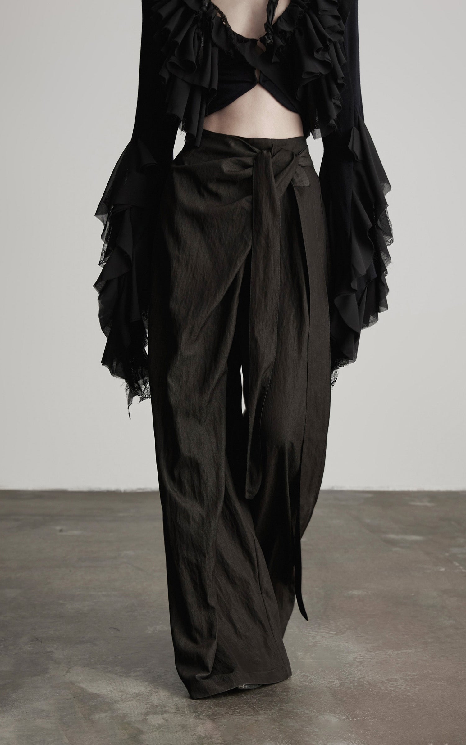 DOINDULGE DrapedWrap Wide-Leg Pants
