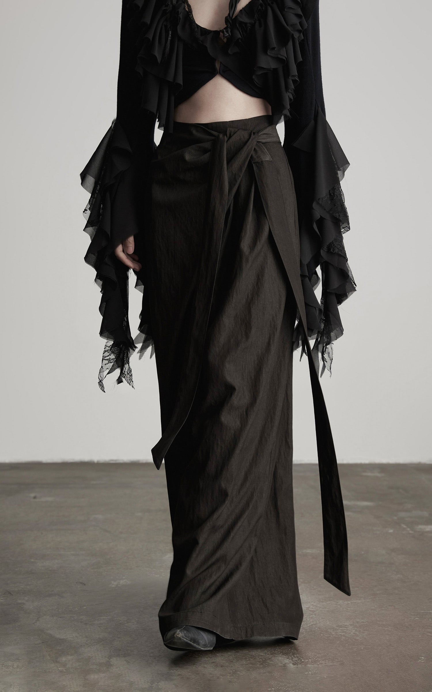 DOINDULGE DrapedWrap Wide-Leg Pants