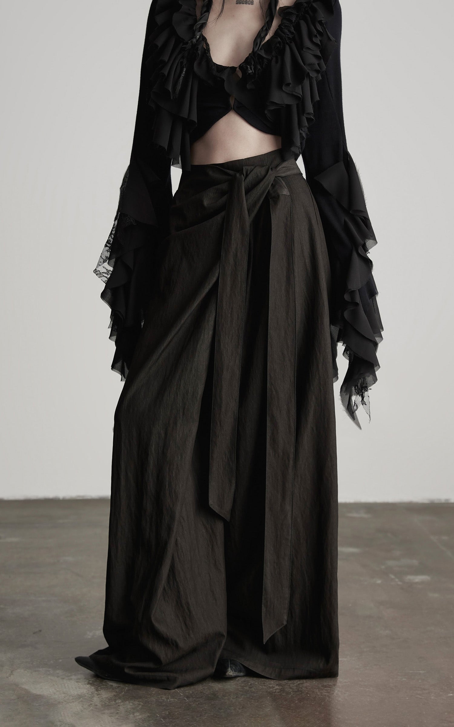 DOINDULGE DrapedWrap Wide-Leg Pants
