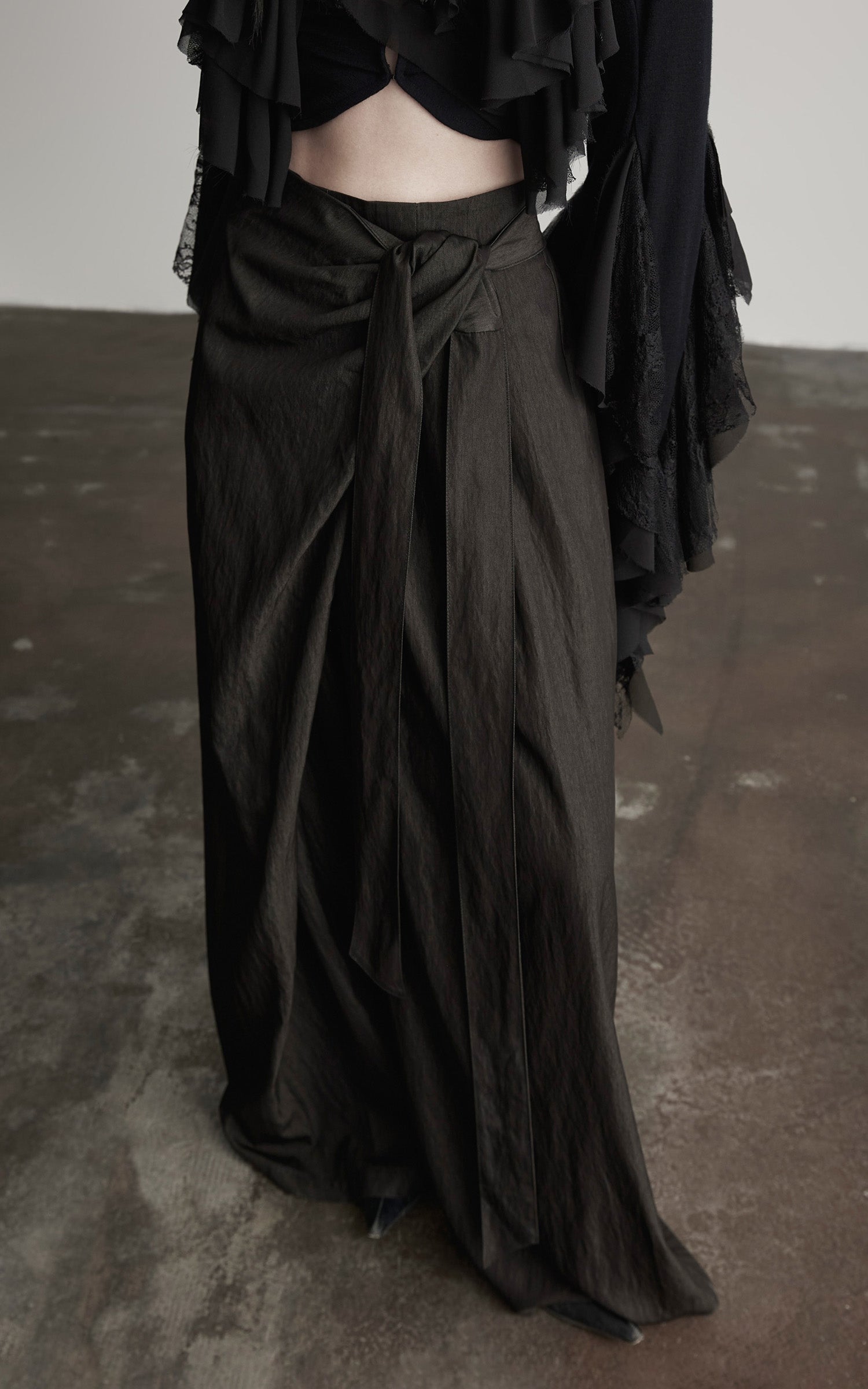 DOINDULGE DrapedWrap Wide-Leg Pants