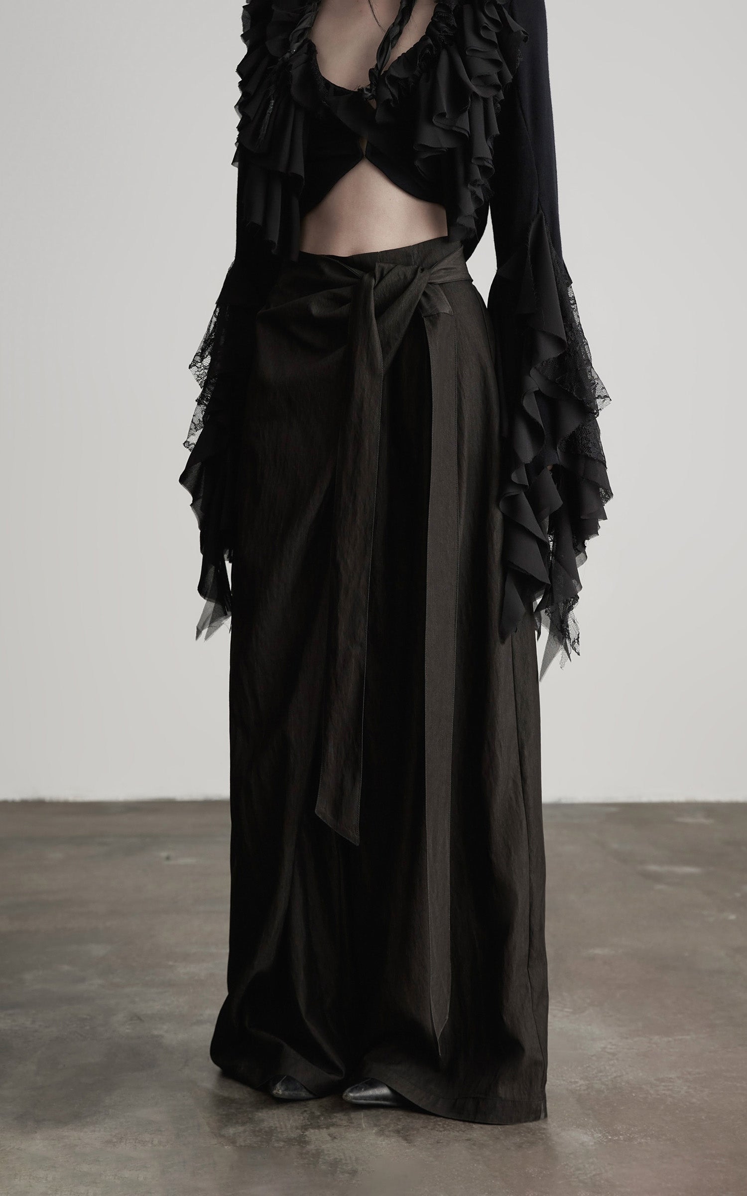 DOINDULGE DrapedWrap Wide-Leg Pants