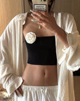0122stepll Backless Sleeveless Top with Removable Flower
