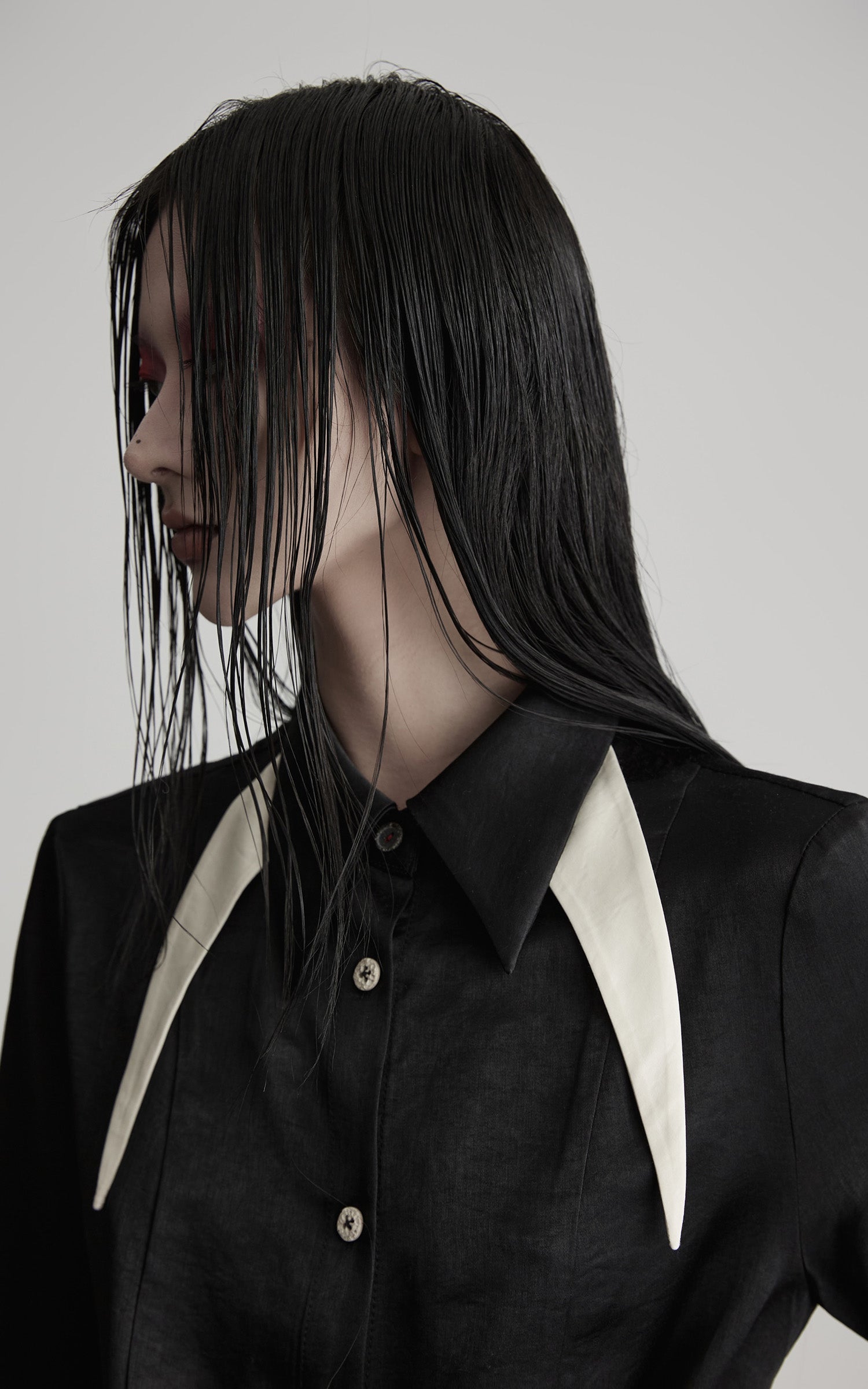 DOINDULGE Deconstructed Asymmetric Contrast Shirt