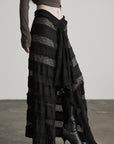 DOINDULGE Layered Sheer Drape Skirt with Lace Panels