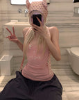 Rase le sol Polka-Dot Satin Little Devil Tie Bonnet - PINKPARKS