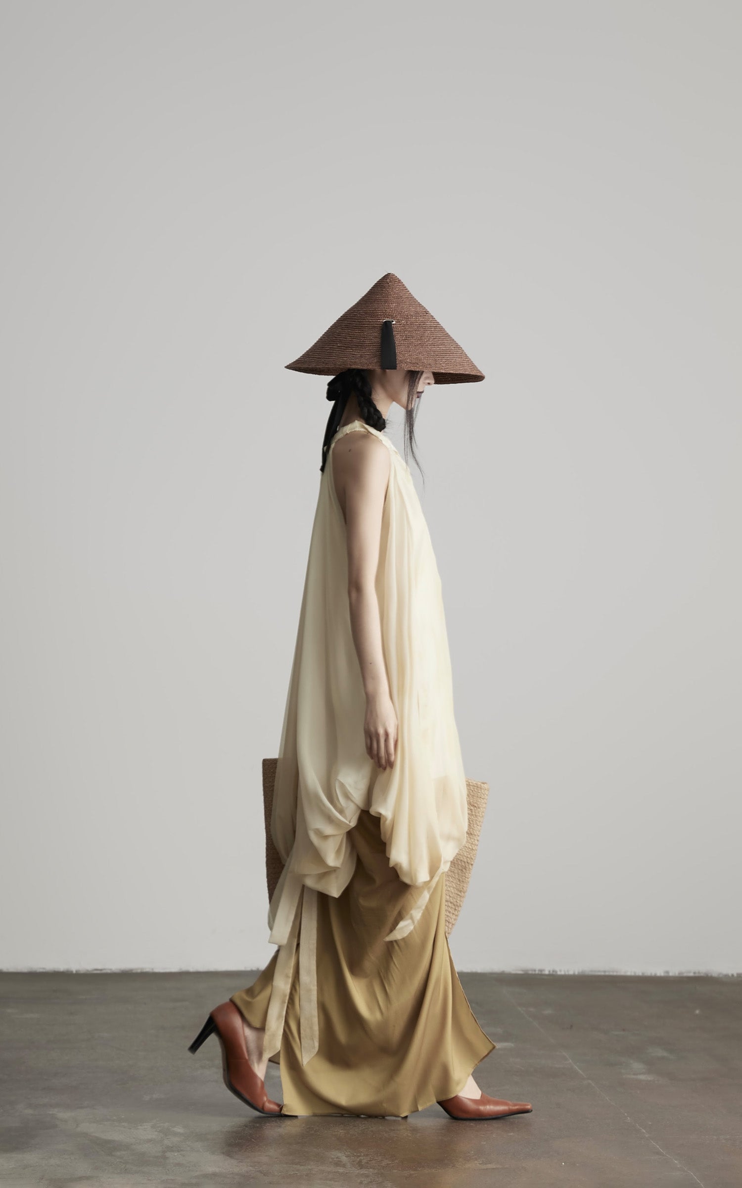 DOINDULGE Ethereal Draped Halter Dress with Voluminous Silk Layers