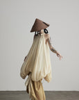 DOINDULGE Ethereal Draped Halter Dress with Voluminous Silk Layers