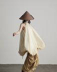 DOINDULGE Ethereal Draped Halter Dress with Voluminous Silk Layers