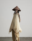 DOINDULGE Ethereal Draped Halter Dress with Voluminous Silk Layers