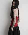 DOINDULGE Curved-Bound Halter Tank Top