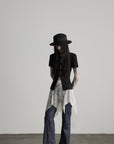 DOINDULGE Lace Overlay Denim Pants