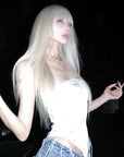Rase le sol Satin Corset Top with Gloss Finish - PINKPARKS