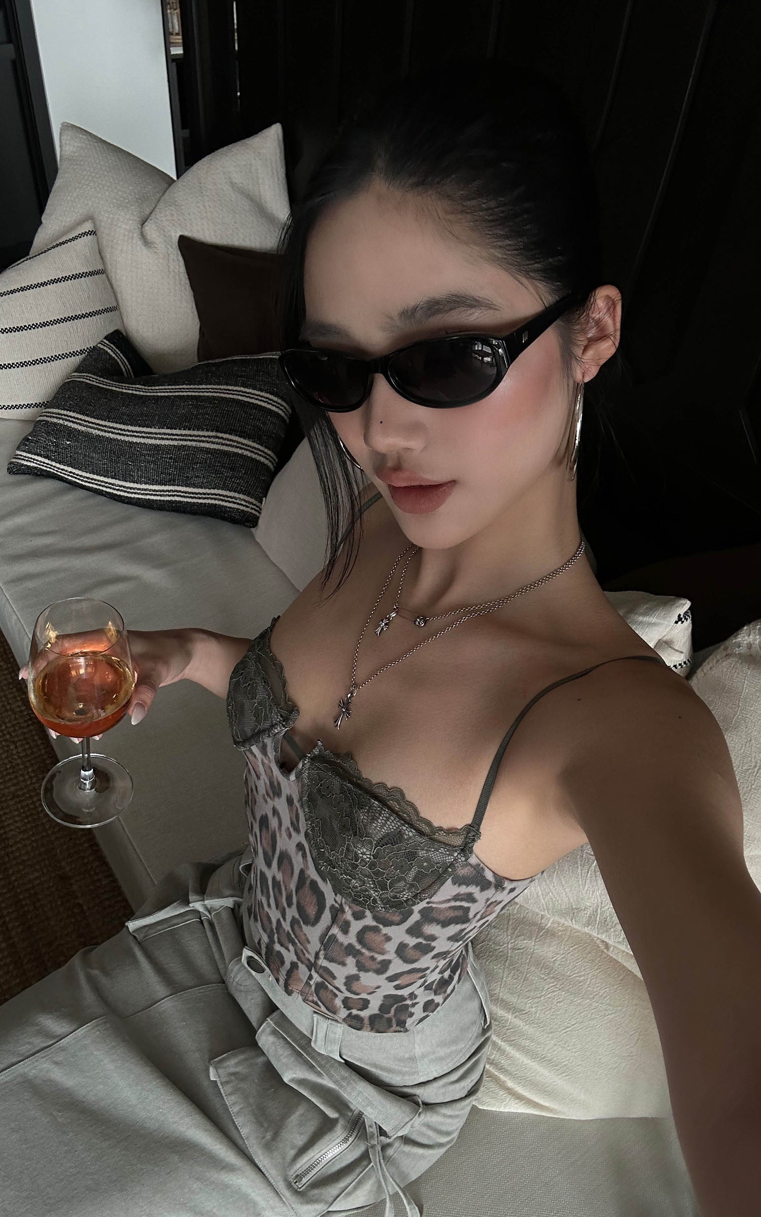 ROVENTE Leopard Lace Corset Cami - PINKPARKS
