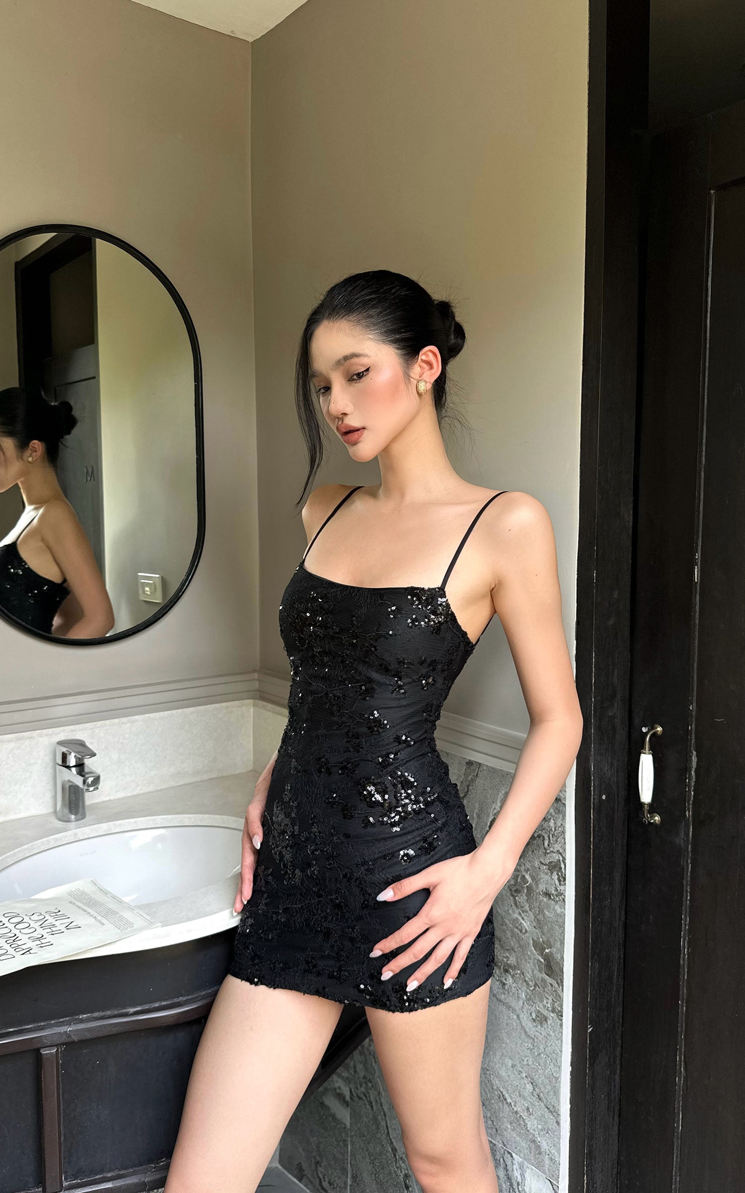 ROVENTE Midnight Glimmer Sequin Dress - PINKPARKS
