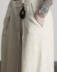 DOINDULGE Raw-Texture Wide-Leg Pants with Hand-Stitched Details