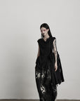 DOINDULGE Drape Shoulder Vest with Asymmetric Hemline and Textured Knit